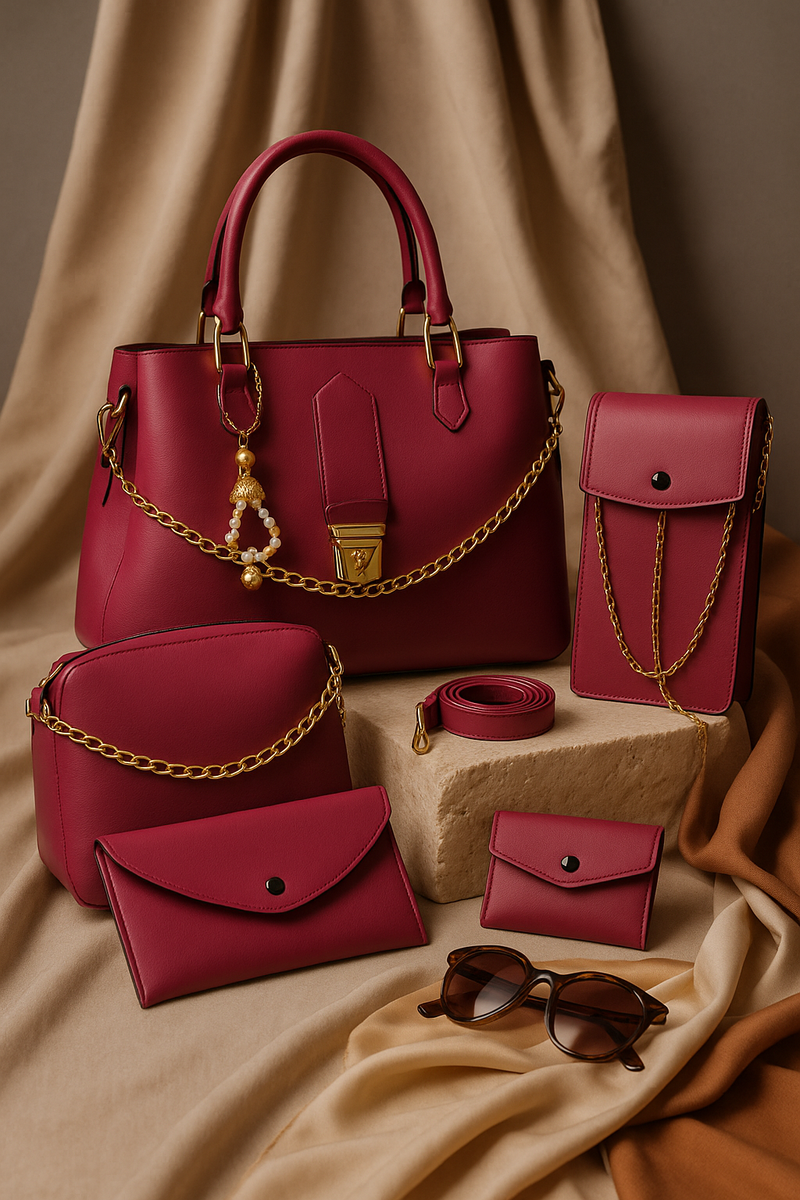 5-Piece Pink Handbag Set